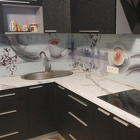 Фото - Скинали из стекла для черной кухни  от KenazGroup.pro