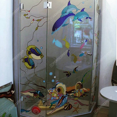 Фото - Душевая кабина с цветным рисунком эксклюзивная от KenazGroup.pro